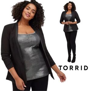 NEW Torrid Studio Crepe Pu Trim Blazer